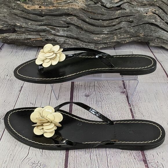 J.Crew Italian Leather Capri Posie Black Sandals - Picture 4 of 13